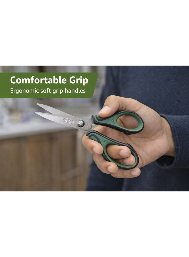 روكو مقص روكو متعدد الاستخدامات 6 إنش | شفرات من الفولاذ المقاوم للصدأ | مقبض مريح | لقص الورق والأعمال اليدوية - Image 4